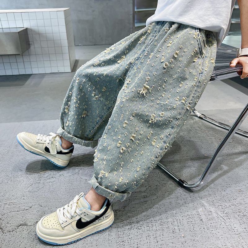 2024 moda primavera outono primavera calças versão moda coreano médio grande novo estilo meninos solto calças casuais cr