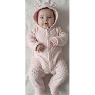 Macacão Bebê Soft Peludinho Ursinho Inverno Frio Capuz 0 a 12 Meses em Oferta na Shopee