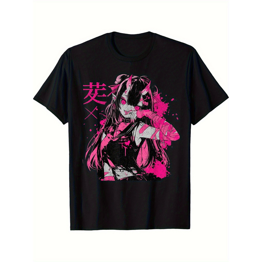 Camiseta Letras Animação Moda Feminina Confortável Estilosa Versátil Casual