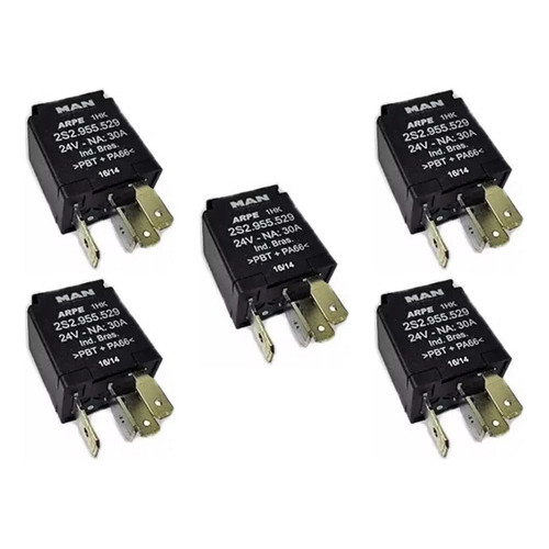 Relé Auxiliar Mini 30a 24v 4 Terminais Caminhão Vw Man - 5 Pçs