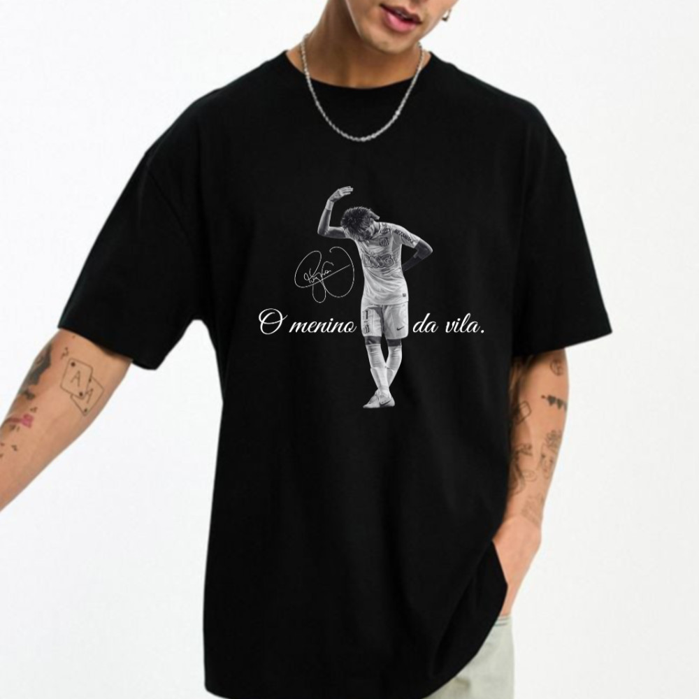 [Camiseta Vintage Masculina Algodão]HYP Camiseta Neymar JR Oversized Menino da vila Masculina Feminina em Algodão