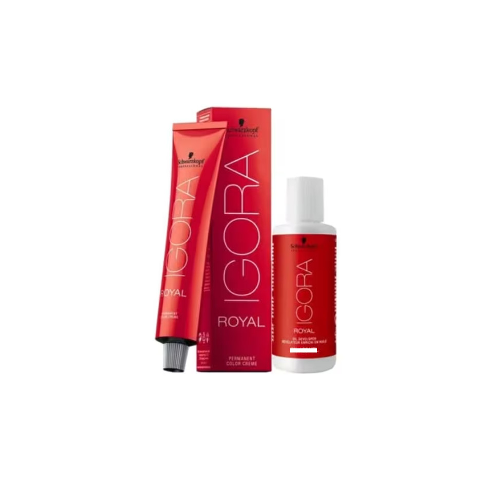 Kit Schwarzkopf Igora Royal 6.77 Louro Escuro Cobre Extra + Ox 20vol 60 ml