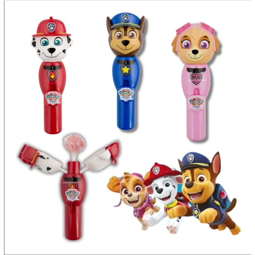 KIT C/12 PIRULITO PATRULHA CANINA COM BRINQUEDO KIDS SPIN POPS em Oferta na Shopee