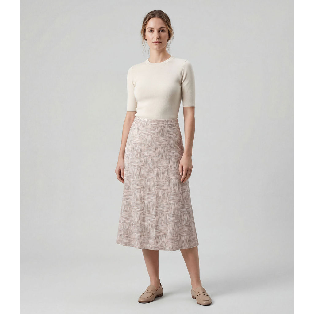 Saia Midi Com Recorte Nas Costas Infinita Cor Bege em Oferta na Shopee