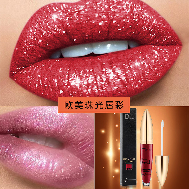 Super brilhante brilho labial brilhante rosa perolado batom com ouro brilhante empilhamento fino brilho labial brilho la