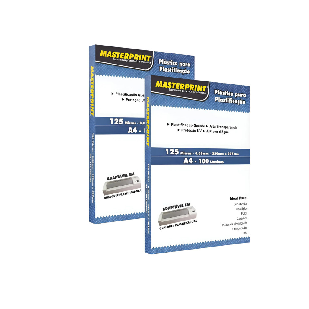 Plastico Para Plastificação A4 125 Micras (0,05mm) - MASTERPRINT Kit:Com 200