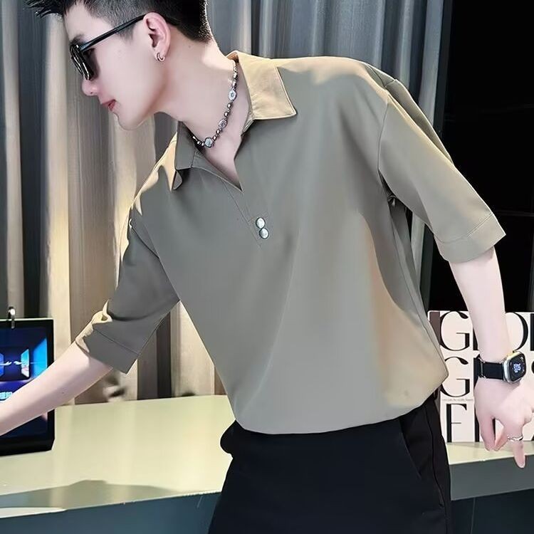 Camisa P POLO masculina de manga curta Street Wear Ruffian Camisa bonita masculina