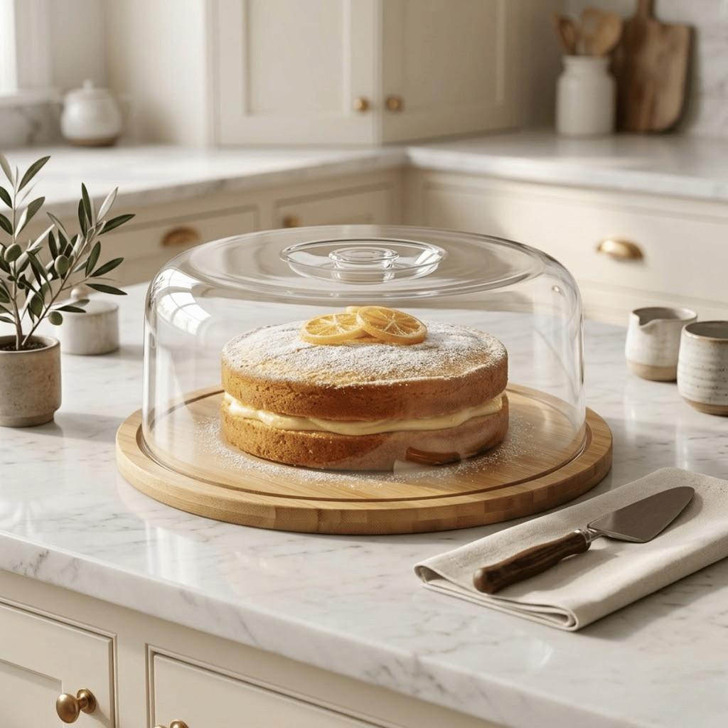 Boleira 28cm Com Cúpula Vidro Transparente - Wincy Casa / Porta Bolo Prato Cake Mesa Posta Decoração