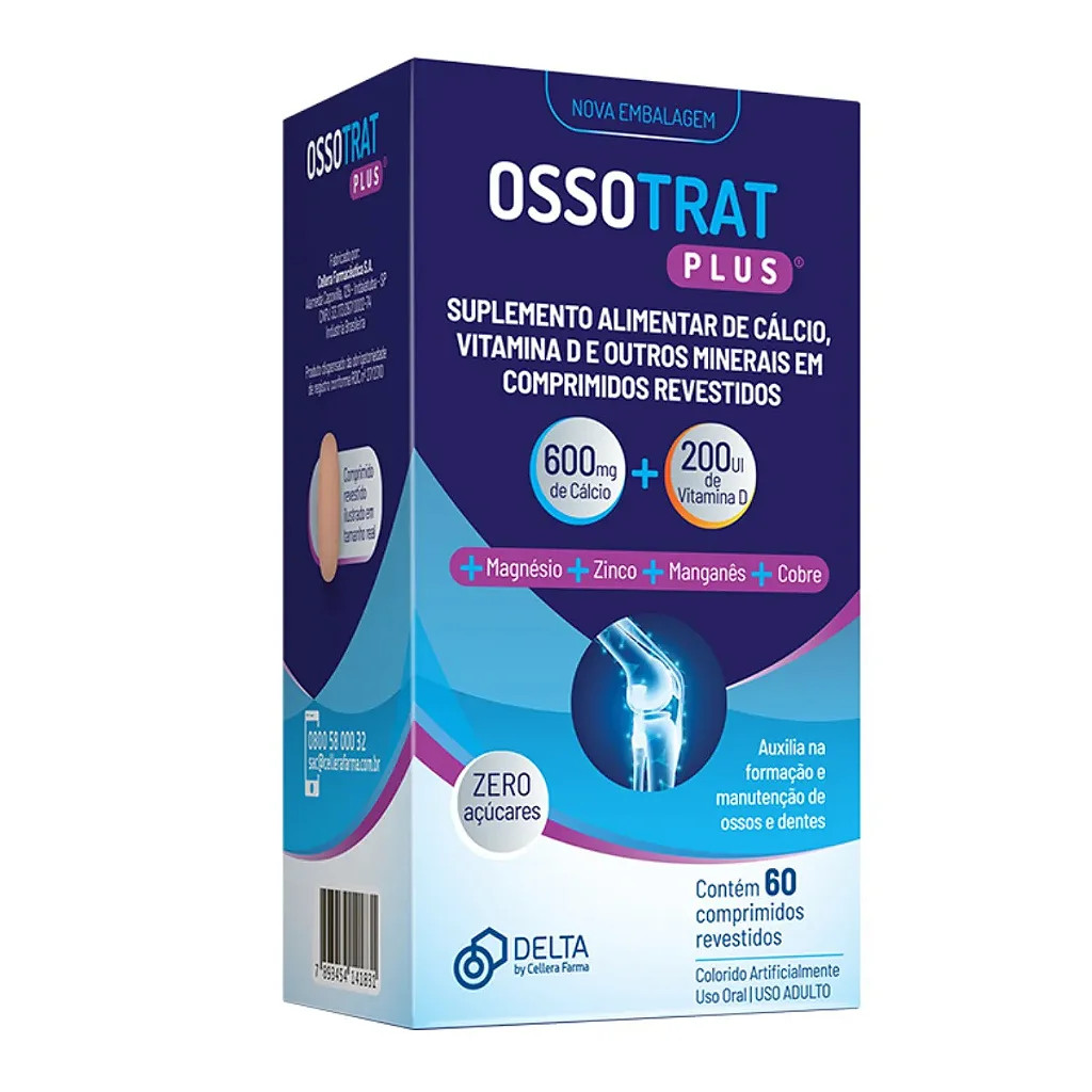 Ossotrat Plus 60 Comprimidos Revestidos | Cálcio + Vitamina D | Fortalecimento Ósseo