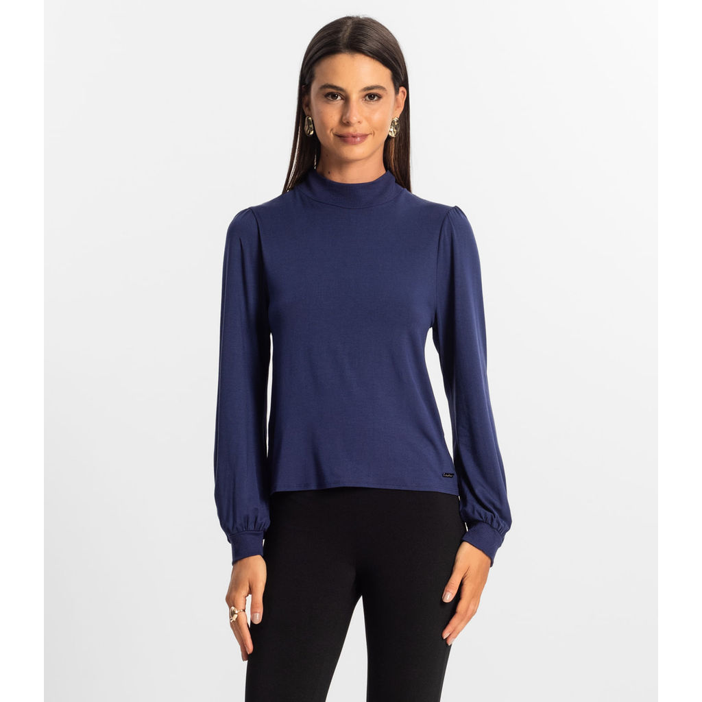 Blusa Manga Longa Feminina Rovitex Azul