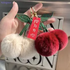 Adegree Bonito Bola De Pelúcia Cereja Chaveiro Dos Desenhos Animados Carro Pingente Saco Cordão Charme Do Telefone Móvel