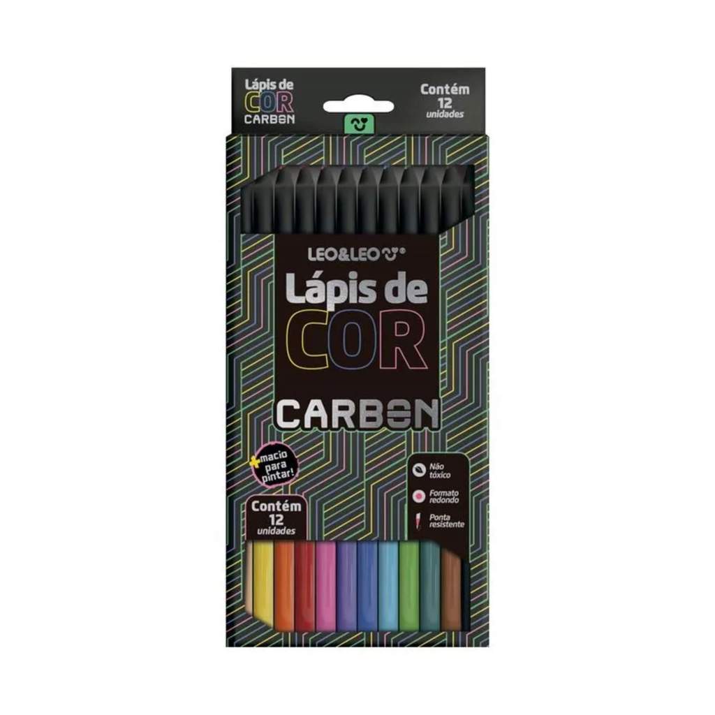 Caixa com Lápis De Cor Carbon 12 Cores Redondo Leo&Leo Leonora - 4430 em Oferta na Shopee