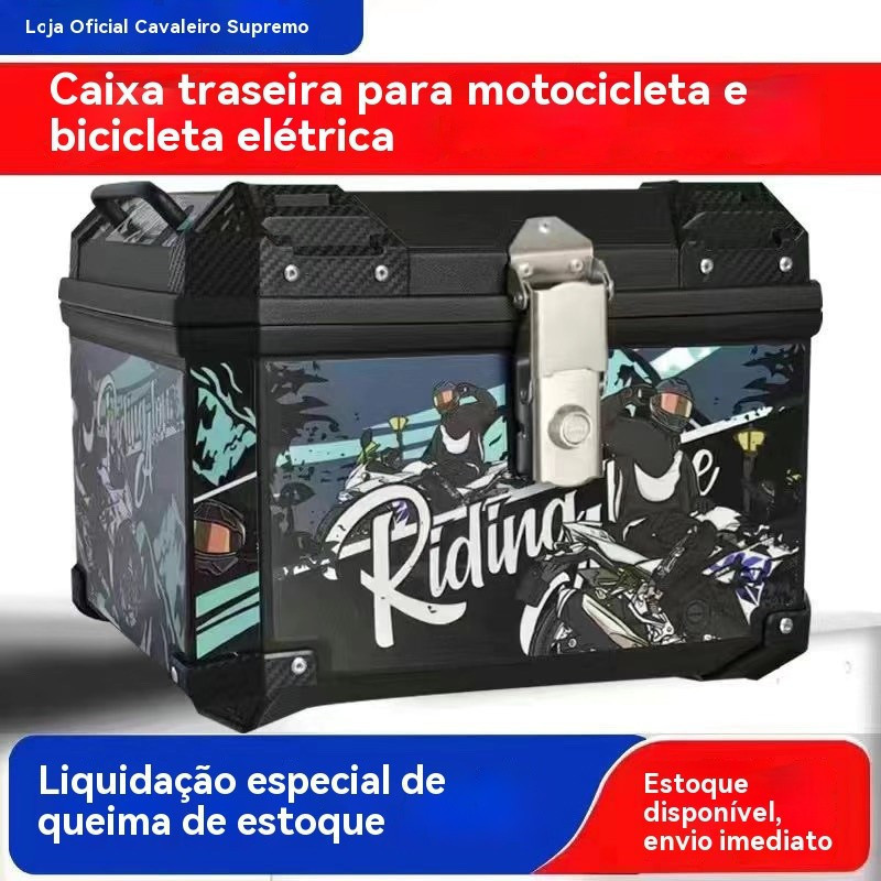 Baú de motocicleta de grande capacidade, caixa para scooter, caixa de bagagem para veículo elétrico, baú universal grand
