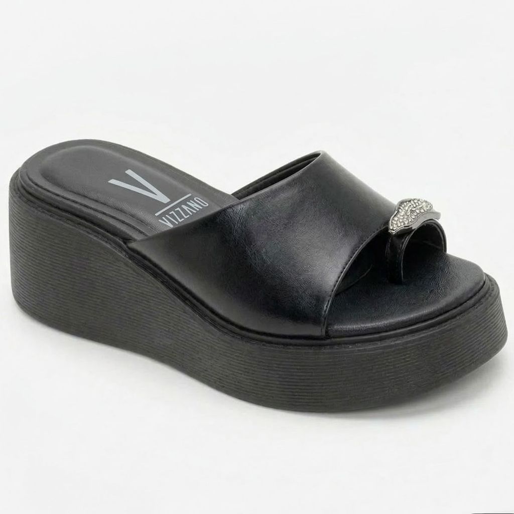 Tamanco Anabela Vizzano Detalhe Anel Feminino - Preto