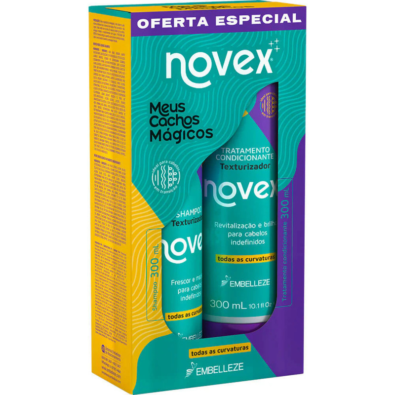 Kit Novex Shampoo + Condicionador Meus Cachos Magicos 300ml Revitalizacao Maciez e Brilho Capilar