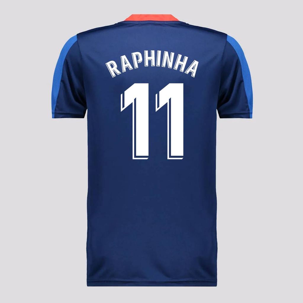 Camisa Barcelona Juvenil Marinho e Vermelha 11 Raphinha
