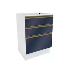 Balcão 3 Gavetas Kappesberg Celeste 100% MDF Branco/Azul Profundo 60cm