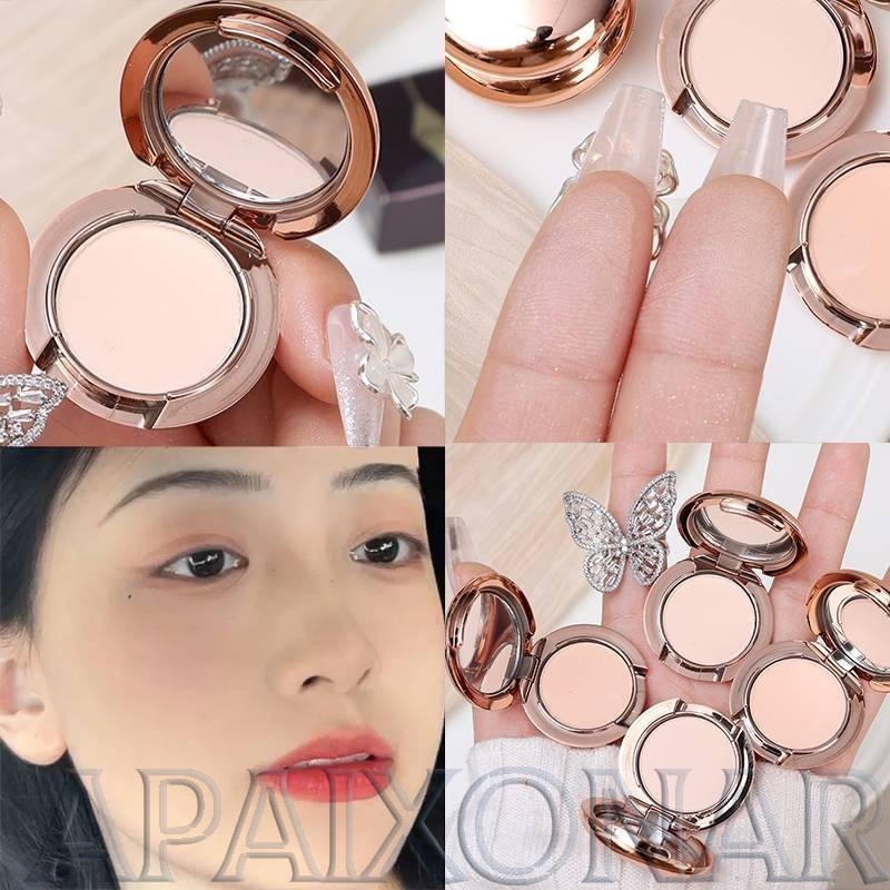 [Entrega Rápida] Mini Pó Portátil Para Retoque , Controle De Óleo Compacto À Prova D'água Com Espelho , Acabamento Fosco
