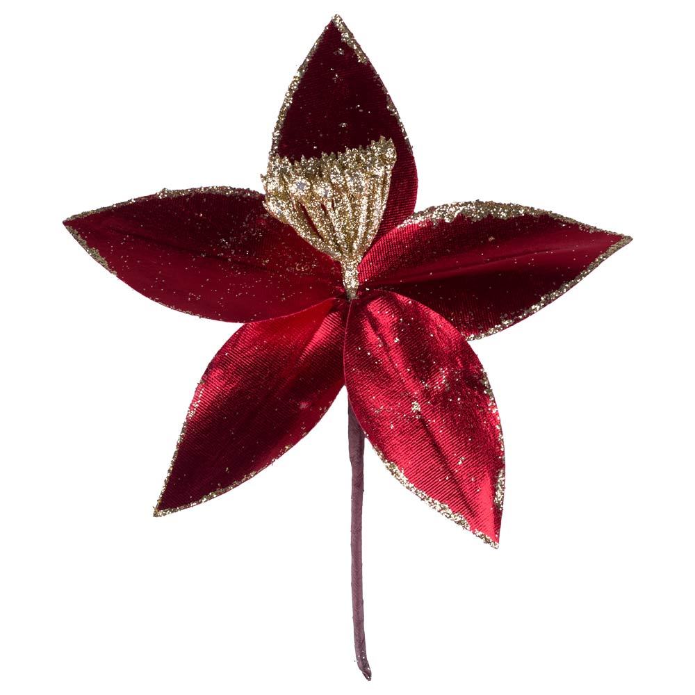 Bico Papagaio Metalizado Vermelho com Glitter Dourado 23cm D&A