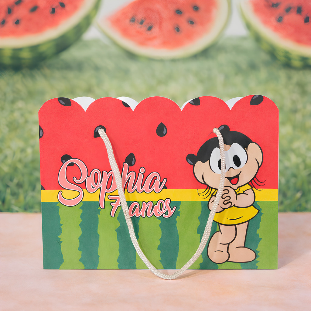 Kit Sacolinha Sacola Papelaria Personalizada Magali Sacolinha de Lembrancinha Caixinha para Festa