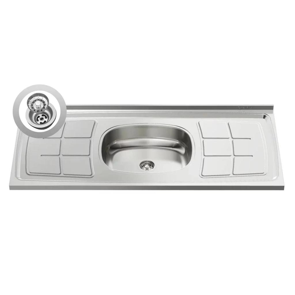 Balcão Gabinete Com Pia Inox 100cm 2 Portas 2 Gavetas Luziania Preto - Lumil · foto 2