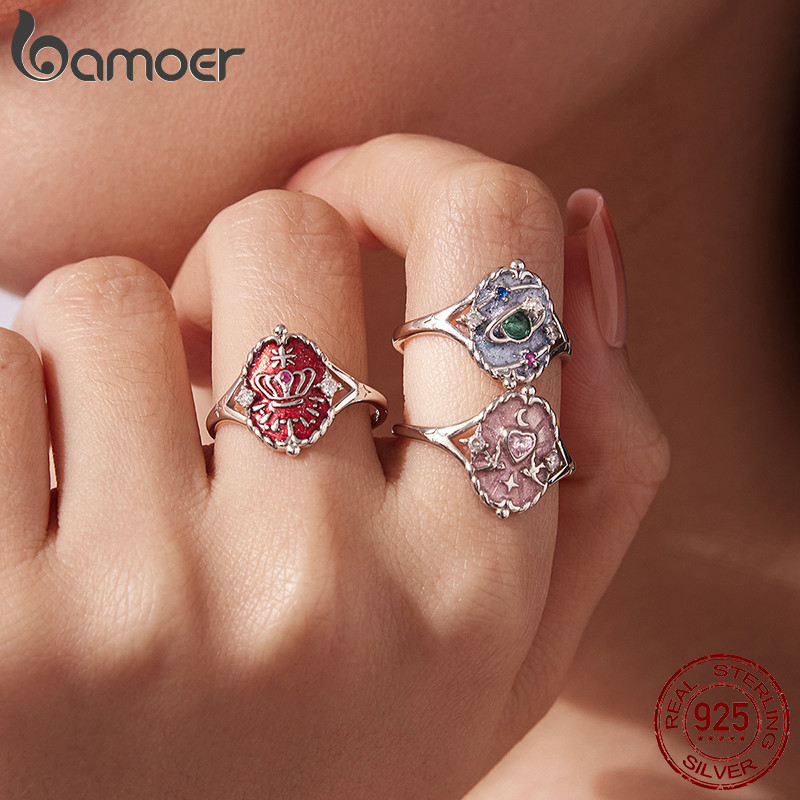 Bamoer 925 Prata Esterlina Tarô Lucy Anel Aberto Tamanho Ajustável Moda Jóias Pr