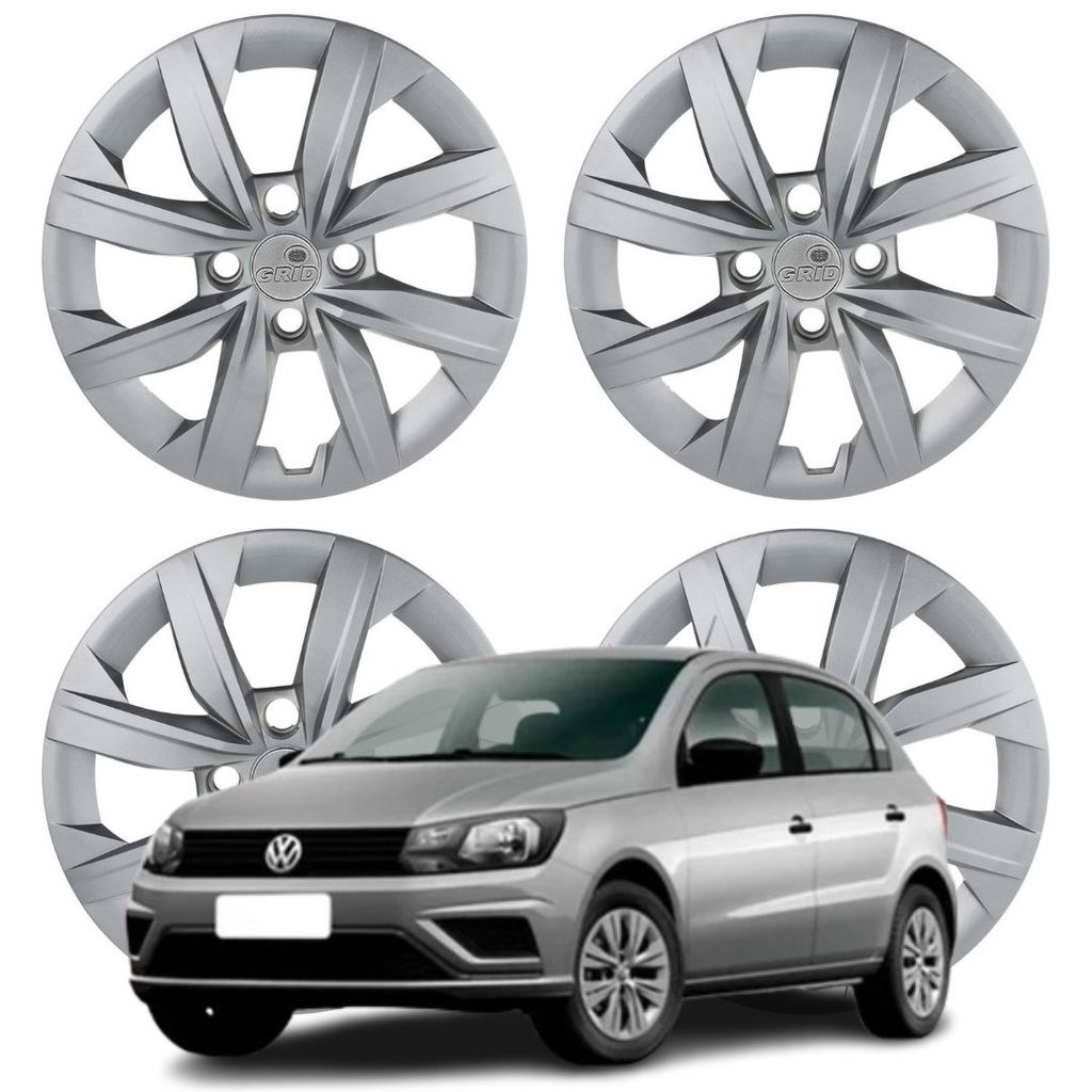 Jogo Calota Aro 14 VW Gol G7 2019-2021 Cubo Baixo Prata