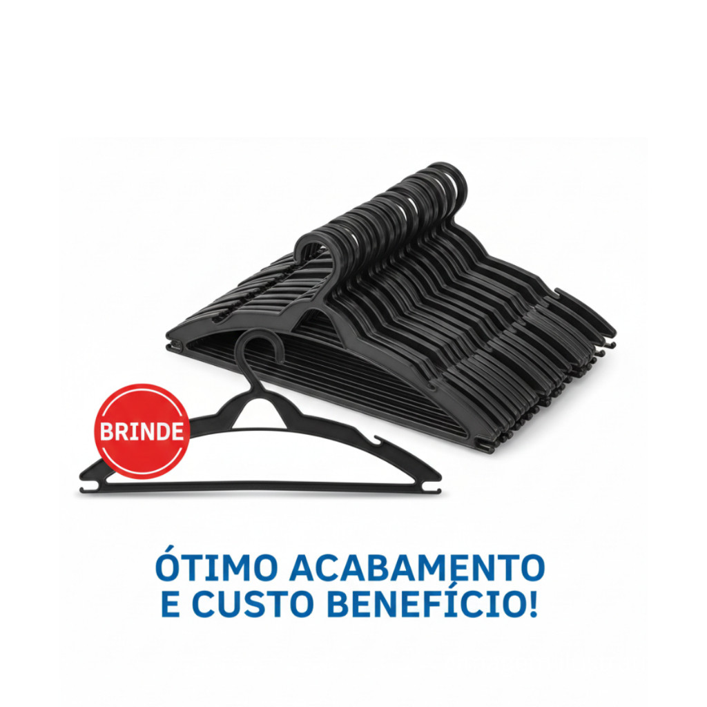 Cabide Adulto Preto kit 100 unidades Chatinho Reforçado Organizar Roupas Promoção Envio Imediato