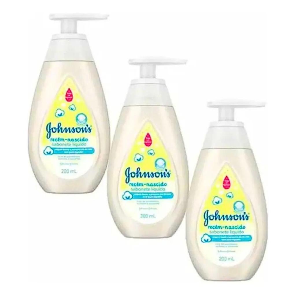 Sabonete Liquido Infantil  Johnsons recém nascido c/200 ml Kit com 3 unidades