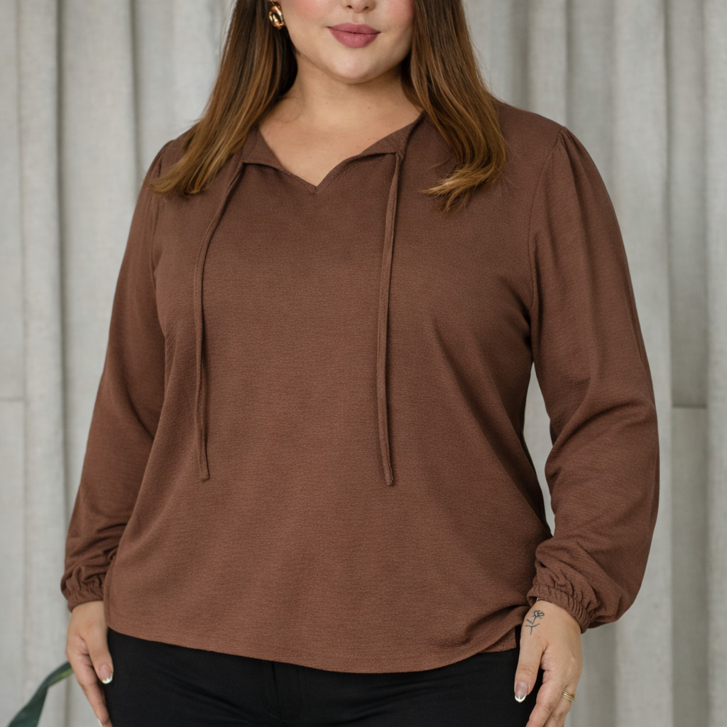 Camisa Blusa Plus Size feminina Moda Evangelica social Elegante Premium MANGA LONGA Casual Trabalho