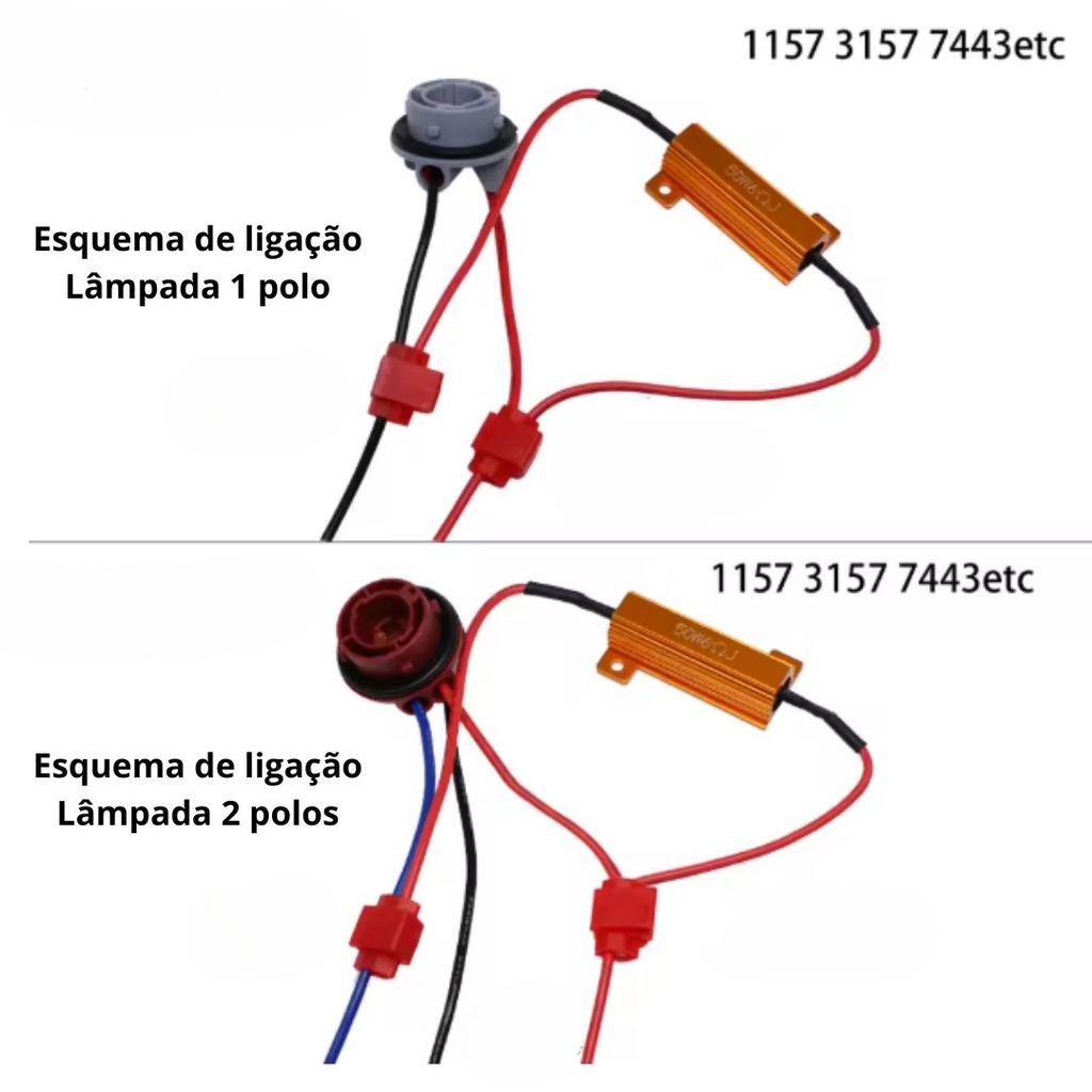 KIT 2 RESISTOR CANCELLER 25W 6RJ LIVRE ERROS — imagem 2 de 2