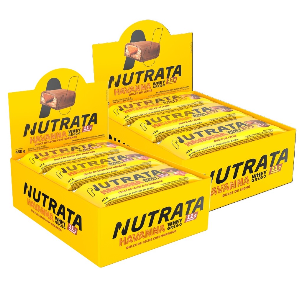 2x Grego Bar Havanna e Havanna com Morango - Nutrata 12 un.