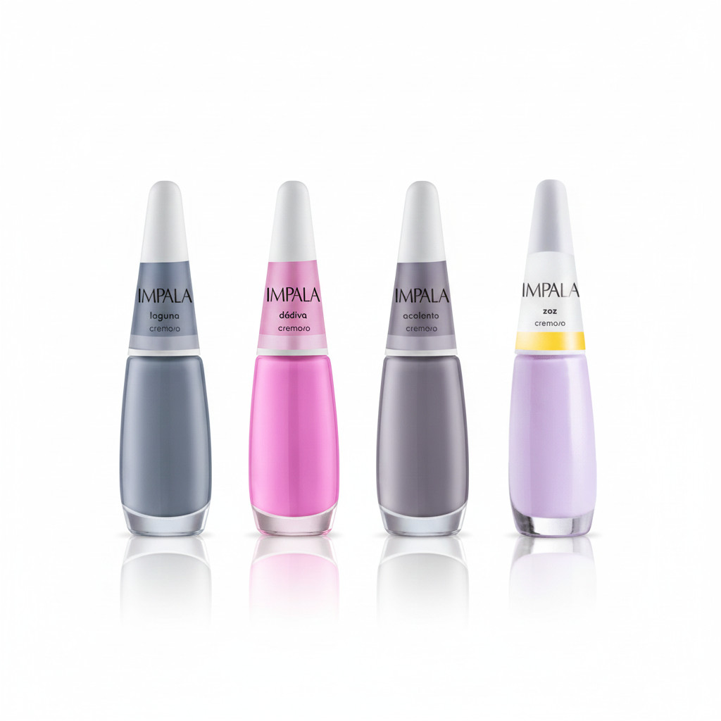 Kit 4 Esmaltes Impala Tons Pastéis Cremoso Rosa Roxo Azul Lilás em Oferta na Shopee