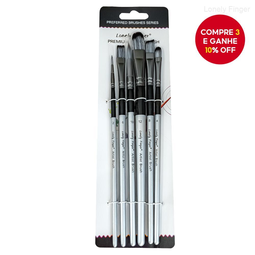 Lonely Finger 6 PCS Nylon Profissional Pincéis de Pintura para Aquarela, Óleo, Acrílico, Arte Corporal e Rosto, em Oferta na Shopee