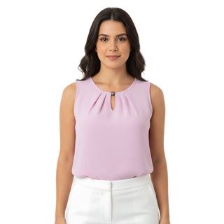 Blusa Regata Feminina Crepinho Gola Gota Detalhe Social Elegante em Oferta na Shopee