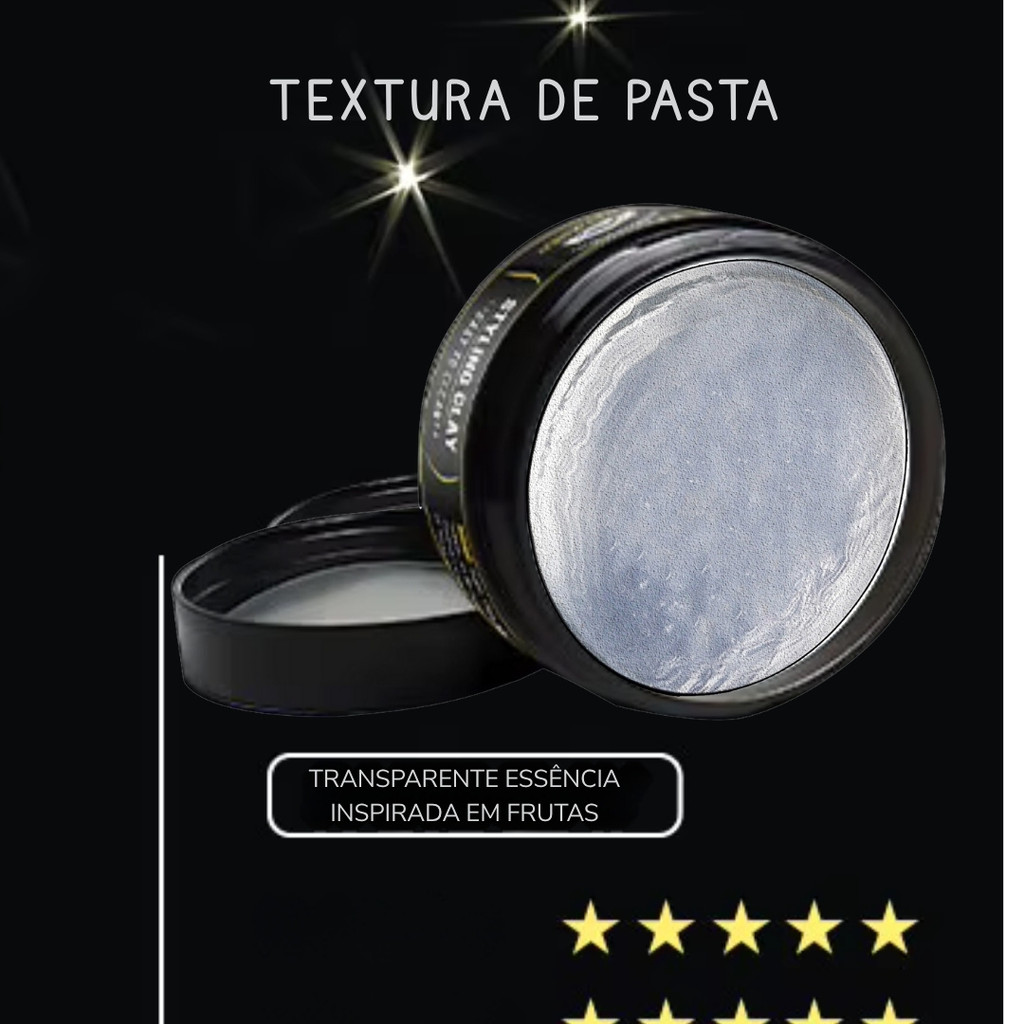Pomada Modeladora Masculina Premium Cera de Cabelo Efeito Brilho Molhado Transparente Mega Fixação