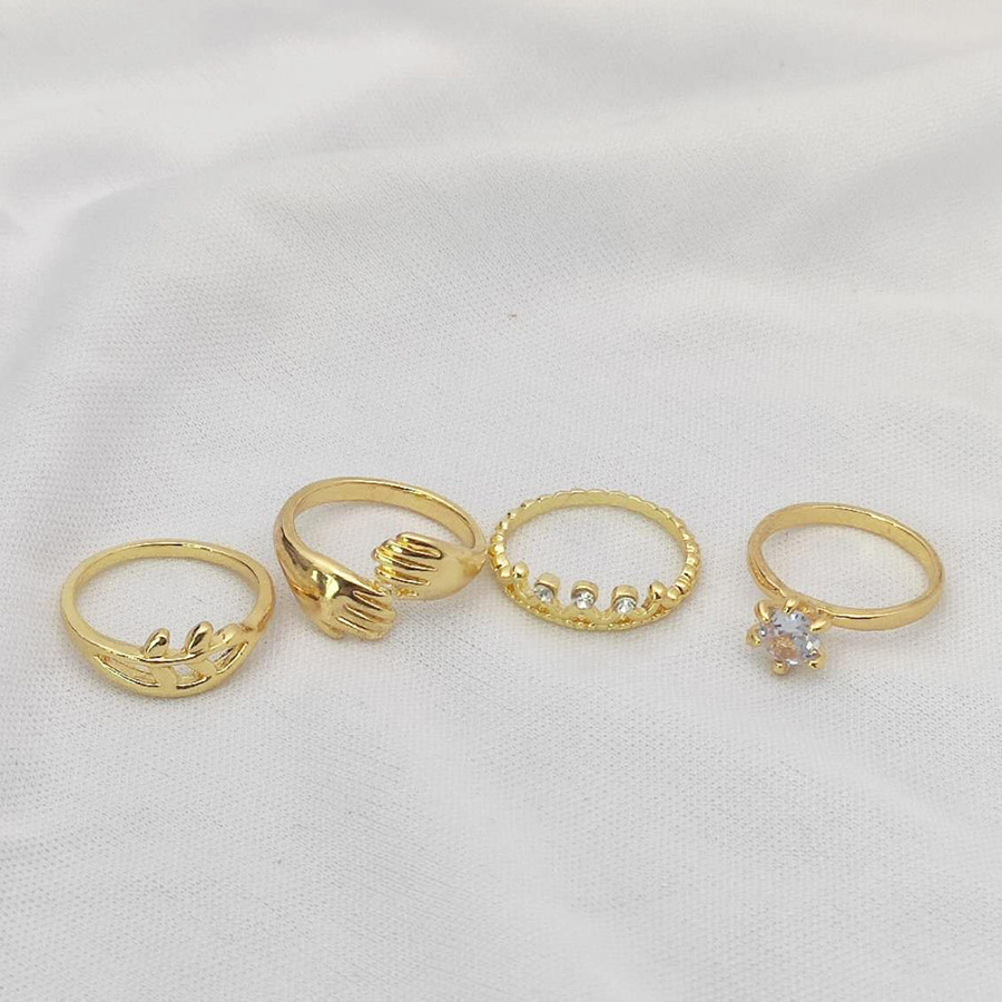 Kit 4  Anéis Feminino Com Ramo Tamanho 17/18/19