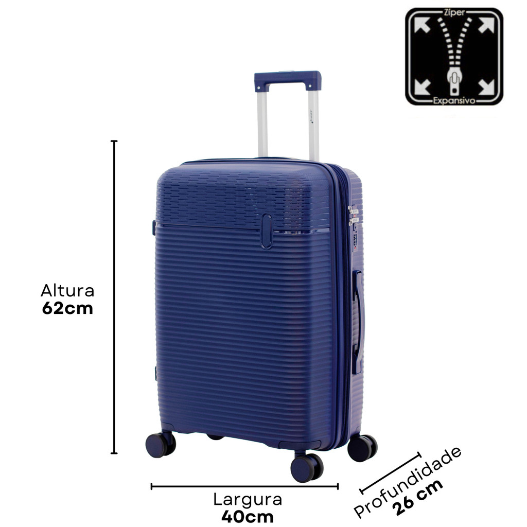 Mala de Viagem Média 23kg Expansiva 360o Polipropileno Cruzeiro 6013