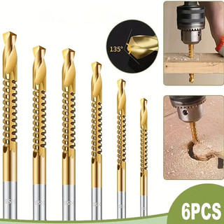 Conjunto com 6 Peças de Brocas Serra com Dentes Dourados para Madeira – Design Especial c…