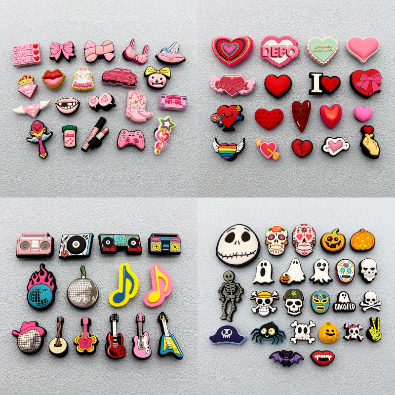 Miss Zoe Jibtz Acessórios Para Pés De Halloween , Coração De Desenho Animado , Óculos E Instrumento musical Guitarra