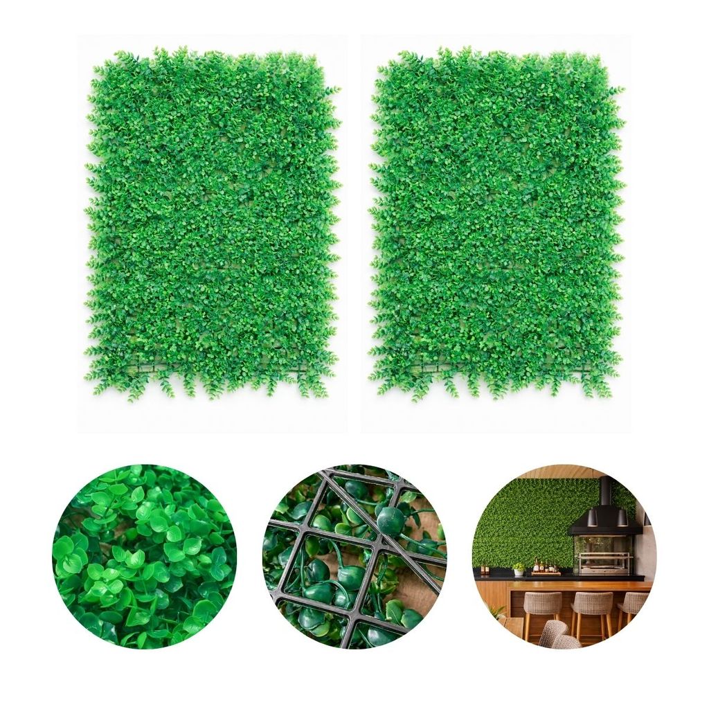 Kit 2 Placas Jardim Vertical Artificial Eucalipto Luxo 60x40