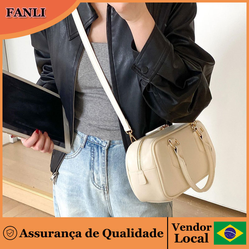 FANLI portátil saco de boliche feminino saco de mão do plutônio quadrado moda simples duplo zíper ombro saco do mensagei