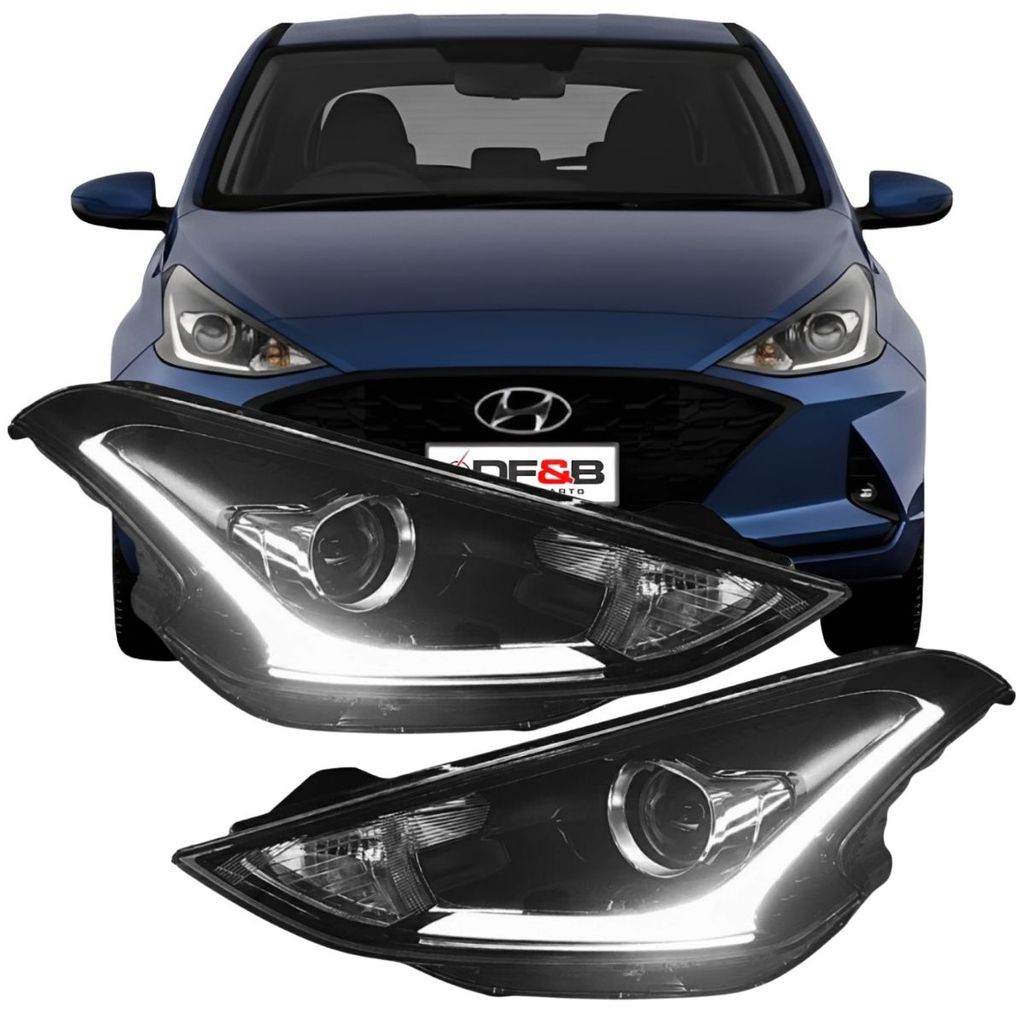 Par Farol Dianteiro com LED HB20 HB20S 2020 2021 2022