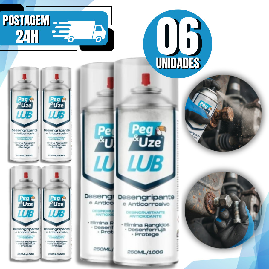 Kit 6 Unidades Óleo Desengripante Spray Antiferrugem Lubrificante Automotivo Preventivo 250Ml - Etaniz em Oferta na Shopee