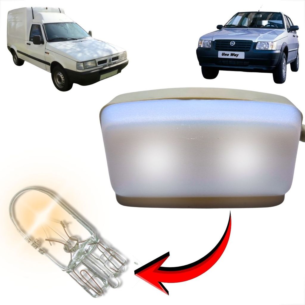 KIT LANTERNA DE TETO COM CHAVE UNO FIORINO 04 EM DIANTE COM LÂMPADA T10 HALÓGENA 12V