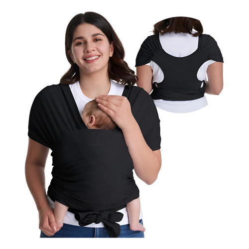 Canguru Ergonômico Para Bebês, Tipo Sling Momcozy Baby Wrap Preto Sem Desenho L