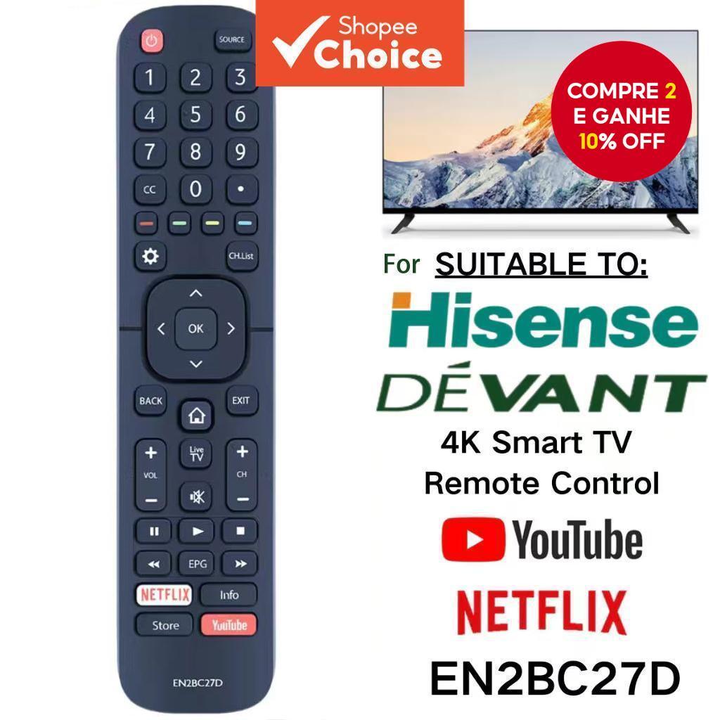 Controle Remoto Universal Para TV Hisense DEVANT LCD EN2BC27D/32LTV900/55LTV800/32STV101/55LTV800V2