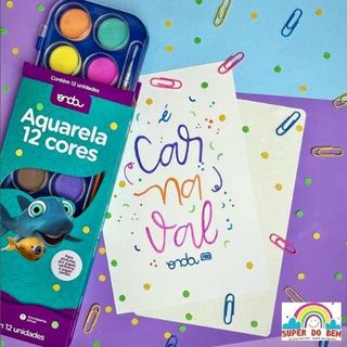 Aquarela 12 Cores com Pincel Onda Pro | Estojo Aquarela Cores Vivas