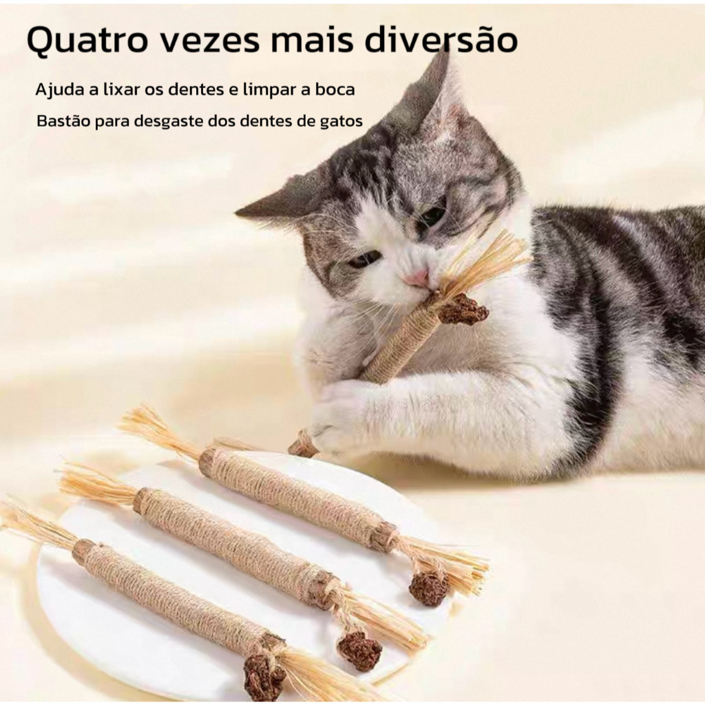 Brinquedo Mordedor para Gatos com Matatabi, Antiestresse, Limpeza dos Dentes e Autodiversão