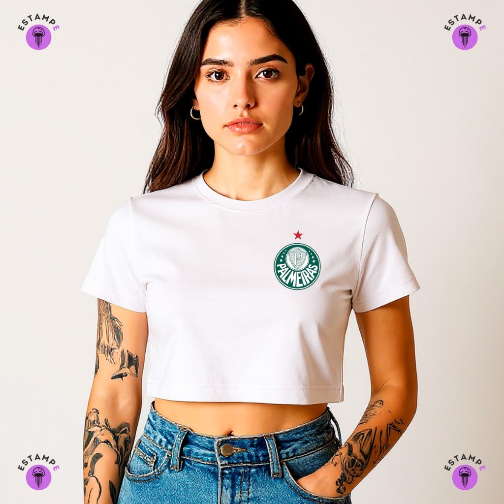 Camisa  Camiseta Time Futebol Palmeiras Verdão Blusa 100% Algodão Premium Adulto Feminino